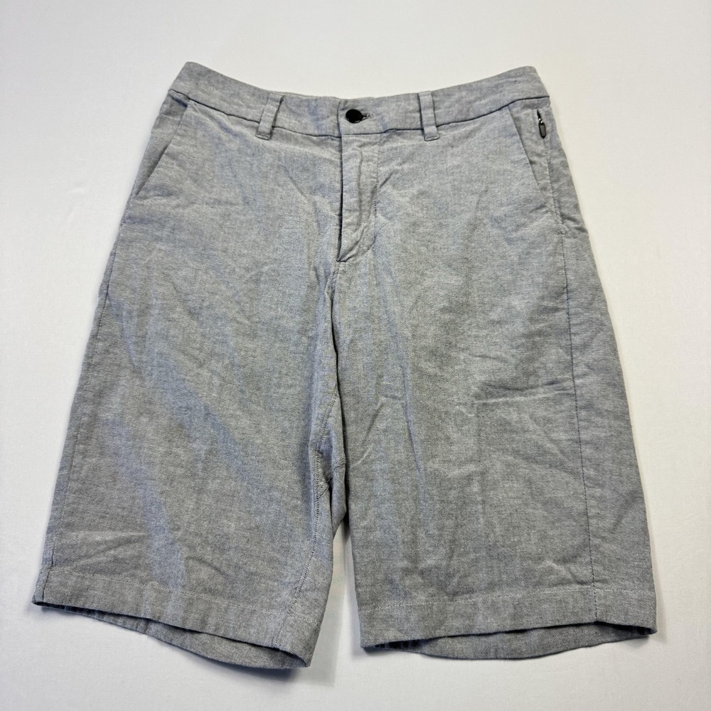 Lululemon Commission Shorts Mens 28‎ Gray Chino Flat Front 11 Inseam Performance